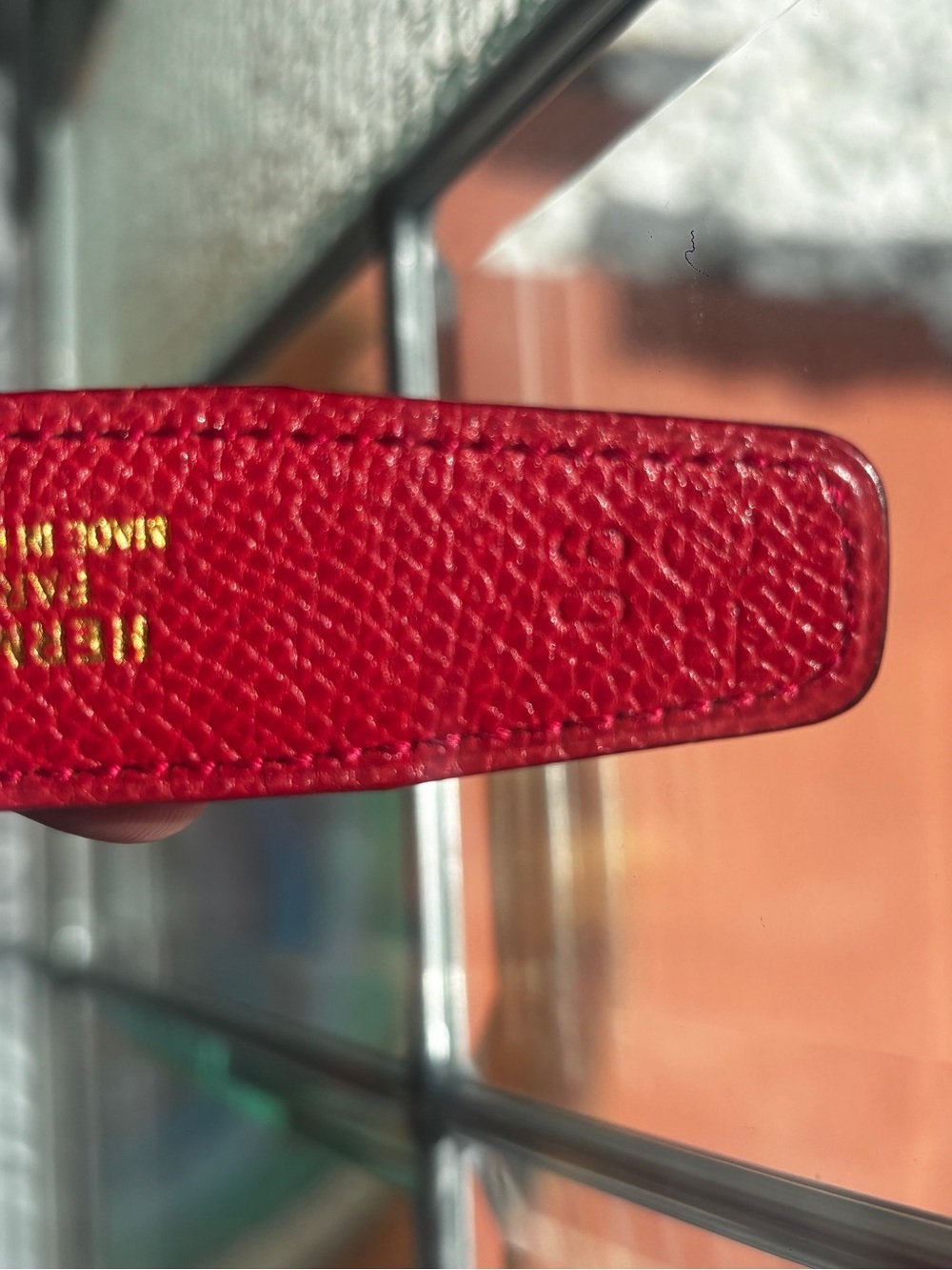 Hermès Vintage Constance H Belt 90 Black/Red Epsom Leather Gold Buckle with Dust - Picture 3 of 8